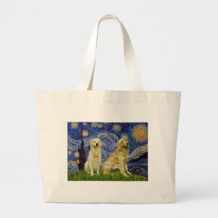 Golden Retriever Pair 3 - Starry Night Jumbo Stoffbeutel