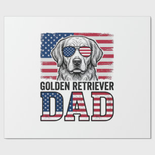 Golden Retriever Papa Patriotisches Vintage Hund-S Geschenkpapier