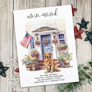 Golden Retriever Patriotic Custom Pet Dog Moving Ankündigungspostkarte