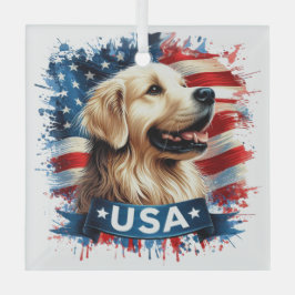 Golden Retriever Patriotic Glass Ornament Aus Glas