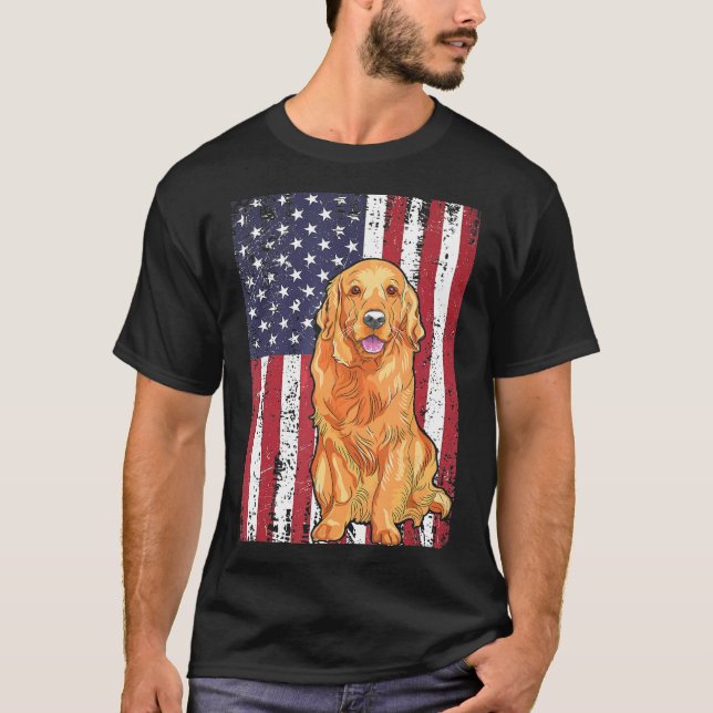 Golden Retriever Patriotic Hund T-Shirt (Vorderseite)