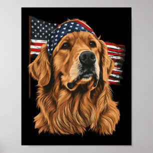 Golden Retriever Patriotisch 4. Juli USA Amerika Poster