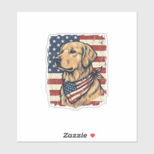 Golden Retriever Patriotisches Vintage-Vektor-Desi Aufkleber