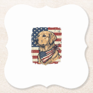Golden Retriever Patriotisches Vintage Vektor Desi Untersetzer