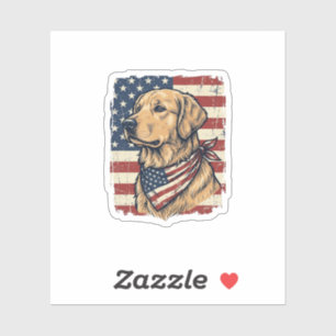 Golden Retriever Patriotisches Vintage-Vektordesig Aufkleber
