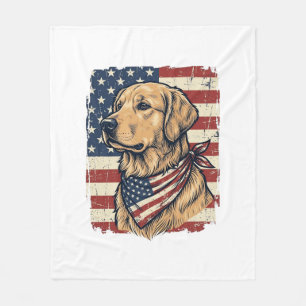Golden Retriever Patriotisches Vintage-Vektordesig Fleecedecke