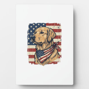 Golden Retriever Patriotisches Vintage-Vektordesig Fotoplatte