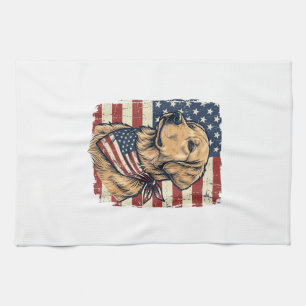 Golden Retriever Patriotisches Vintage-Vektordesig Geschirrtuch