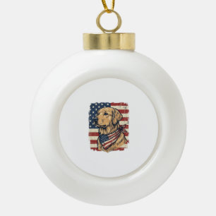 Golden Retriever Patriotisches Vintage-Vektordesig Keramik Kugel-Ornament