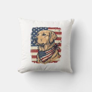 Golden Retriever Patriotisches Vintage-Vektordesig Kissen