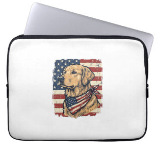 Golden Retriever Patriotisches Vintage-Vektordesig Laptopschutzhülle