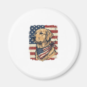 Golden Retriever Patriotisches Vintage-Vektordesig Magnet