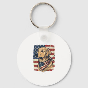 Golden Retriever Patriotisches Vintage-Vektordesig Schlüsselanhänger