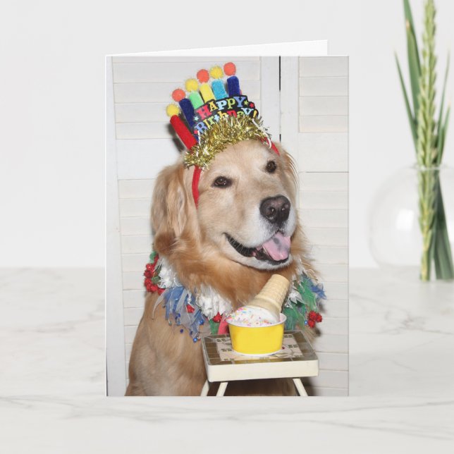 Golden Retriever Paw-some Birthday Karte (Vorderseite)