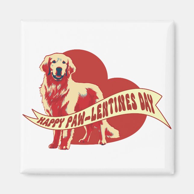 Golden Retriever Pawlentine's Day Magnet (Vorne)