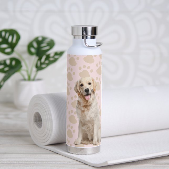 Golden Retriever Pawprints Trinkflasche (Yoga)