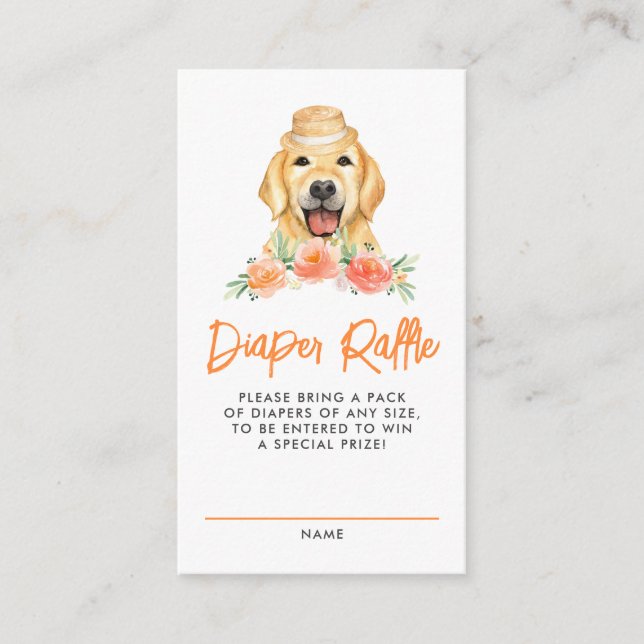 Golden Retriever Peach Diaper Raffle Game Begleitkarte (Vorderseite)