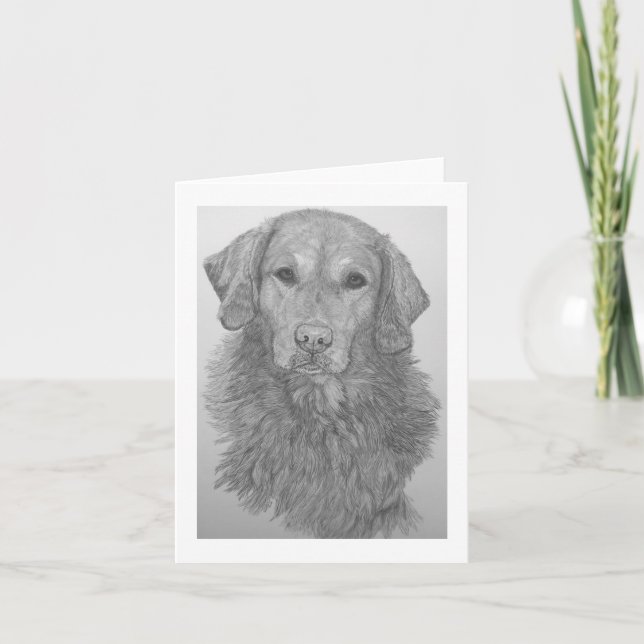 Golden Retriever Pencil Art Notecard Karte (Vorderseite)