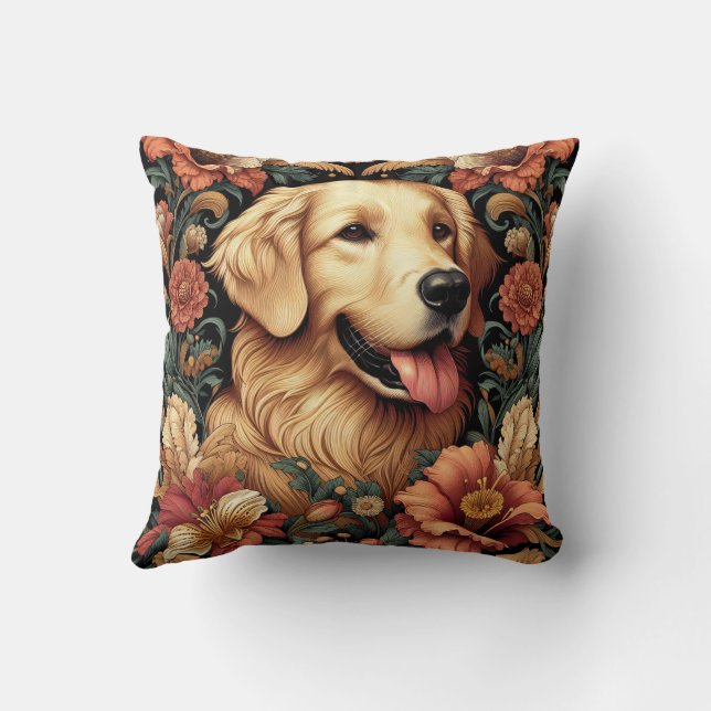 Golden Retriever Pillow William Morris Inspiriert Kissen (Rückseite)