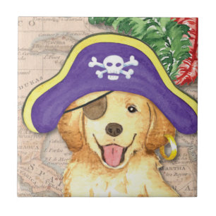 Golden Retriever Pirate Fliese