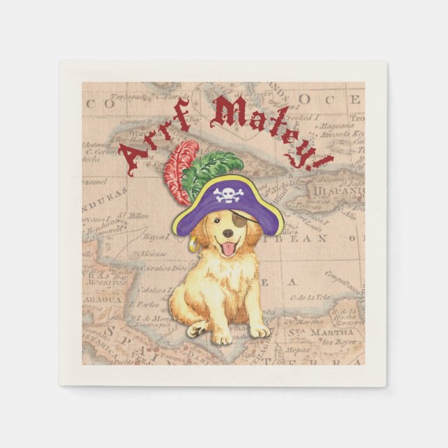 Golden Retriever Pirate Serviette (Vorderseite)