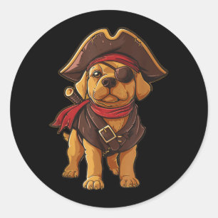 Golden Retriever Piratenhund Halloween-Party Männe Runder Aufkleber
