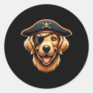 Golden Retriever Piratenhund Halloween-Party Runder Aufkleber