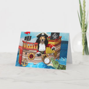 Golden Retriever Piratenschiff Geburtstag Karte