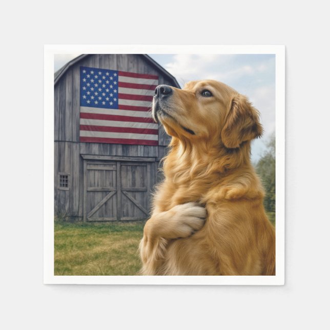 Golden Retriever Pledging Allegion Serviette (Vorderseite)