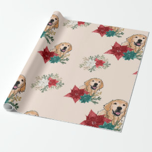 Golden Retriever Poinsettia-Geschenkpapier Geschenkpapier