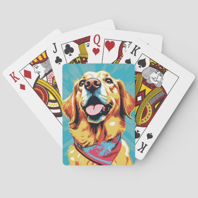 Golden Retriever Pop Spielerisch & warmes Design f Spielkarten (Rückseite)