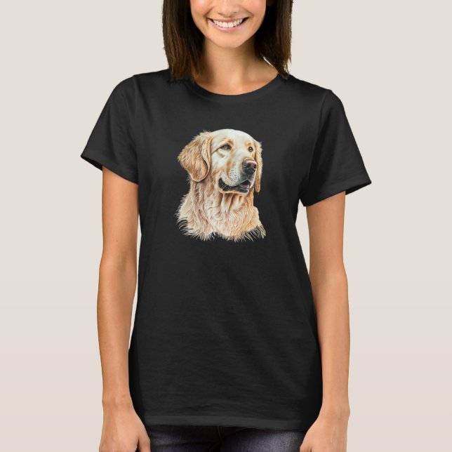 Golden Retriever Portrait Hand Drawn Art Dog Lover T-Shirt (Vorderseite)