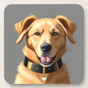 Golden Retriever Portrait Tragetran Schwarzes Coll Getränkeuntersetzer