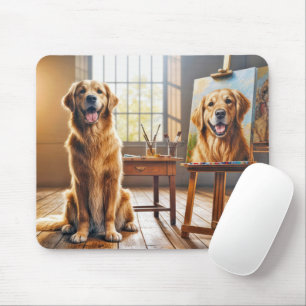 Golden Retriever-Porträt auf Leinwand Mousepad