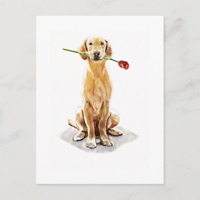 Golden Retriever Postkarte – Aquarell Kunst (Vorderseite)