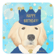 Golden Retriever Prince Birthday Sticker