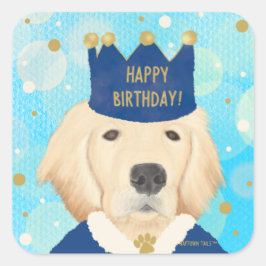 Golden Retriever Prince Birthday Sticker