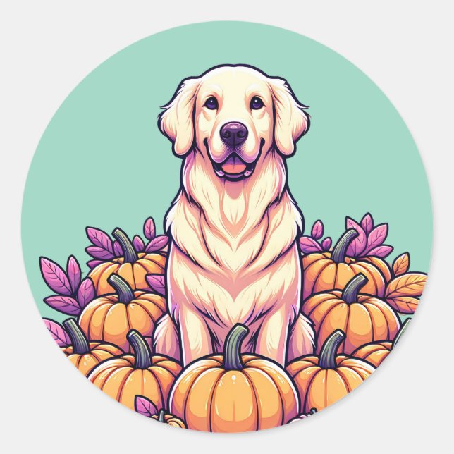 Golden Retriever Pumpkin Patch Stickers (Vorderseite)