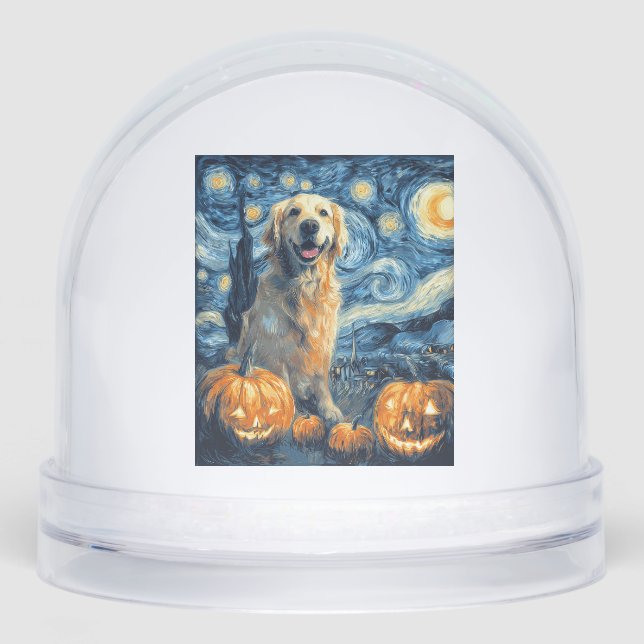 Golden Retriever Pumpkin Starry Night Dog Mom Van  Schneekugeln (Vorderseite)