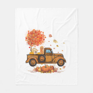 Golden Retriever Pumpkin Truck Herbstleaf Fall Fleecedecke