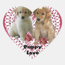 Golden Retriever Puppies Herz-Aufkleber