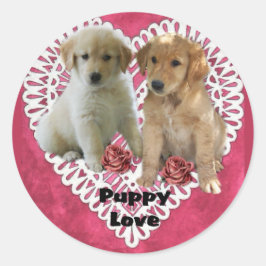 Golden Retriever Puppies Runder Aufkleber
