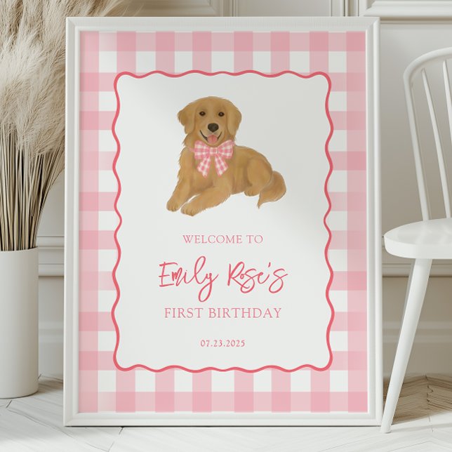 Golden Retriever Puppy Birthday Party Welcome Poster (Von Creator hochgeladen)
