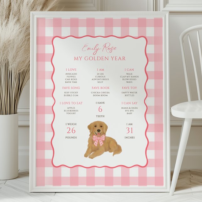 Golden Retriever Puppy Dog 1st Birthday Milestone  Poster (Von Creator hochgeladen)