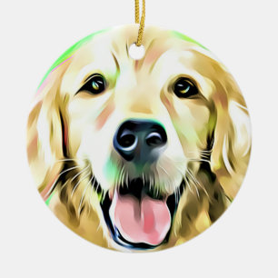 Golden Retriever Puppy Dog Digitale Kunst Keramik Ornament