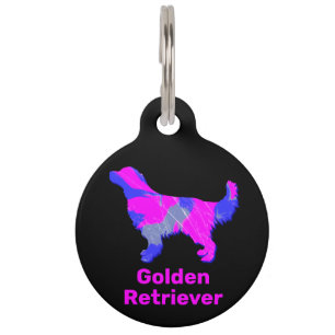 Golden Retriever Puppy Dog Hot Pink und Blue Haustiermarke