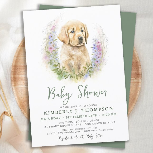 Golden Retriever Puppy Dog Moderne Babydusche Einladung (Von Creator hochgeladen)