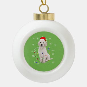 Golden Retriever Puppy Doliday Weihnachten Keramik Kugel-Ornament