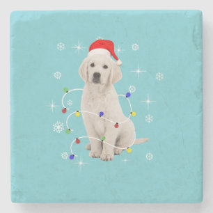 Golden Retriever Puppy Doliday Weihnachten Steinuntersetzer