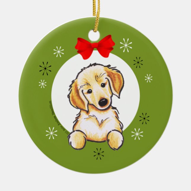 Golden Retriever Puppy First Christmas Classic Keramikornament (Vorne)